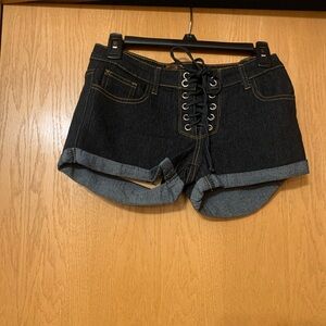 POL Black Lace-Up Jean Shorts